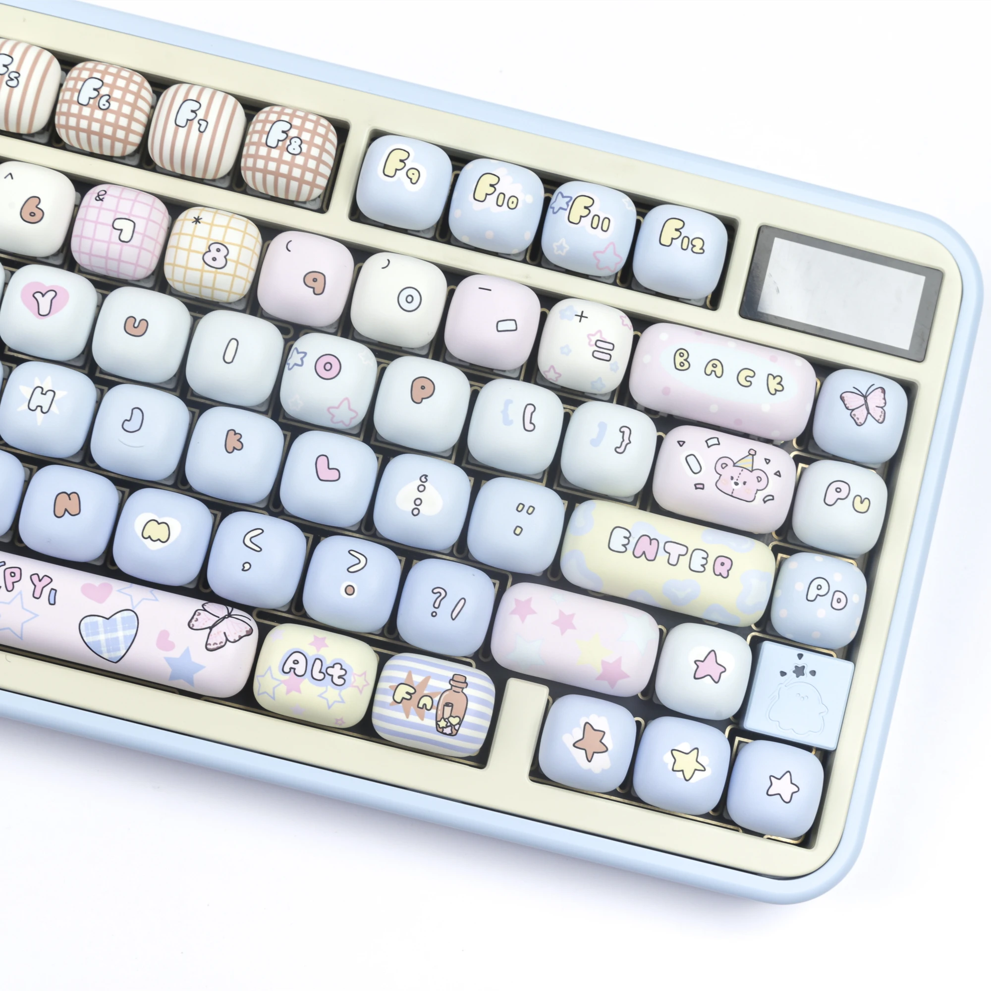 MOG Keycaps Pbt Big Set Dye-Sub Toys For Mechanical Keyboard 7u Alice Split Layout Hi75 Customized Cute Keycaps girls Gift