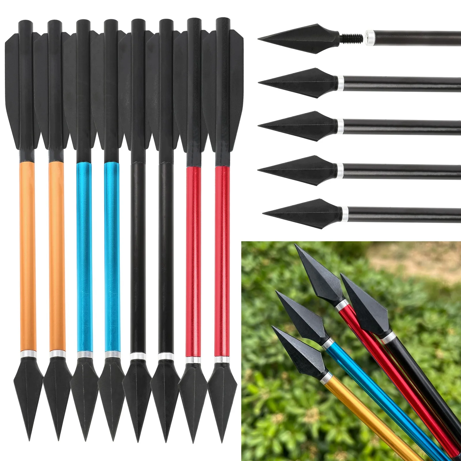 

6.7'' Archery Bolts Aluminum Shaft Arrow Broadhead Replaceable Arrow Tips for Crossbow Bow Outdoors Hunting Shooting Accessories