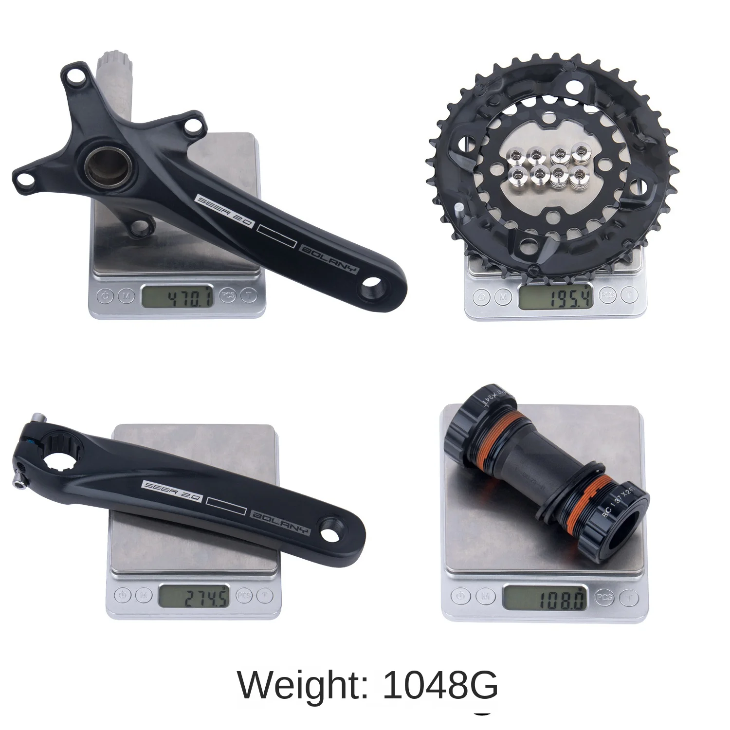 Aluminum Alloy Mountain Bike Crank Set 104BCD Central Shaft 36/38T 170mm Crank Length 10/11-Speed Compatible