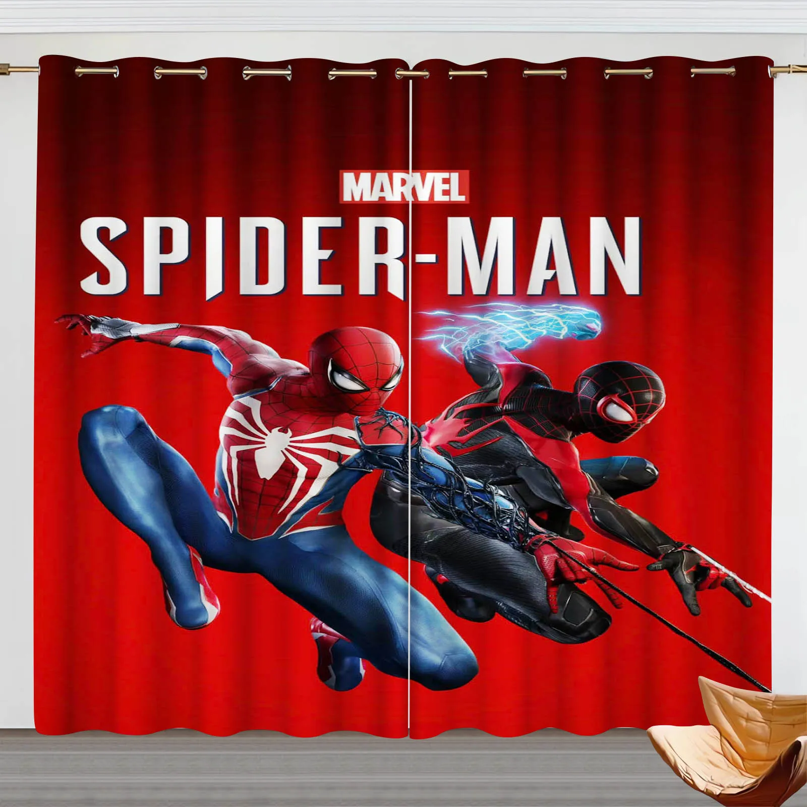 Spider-Man Curtains For Living Room Bedroom Blackout Home  Perforated Dustproof  Balcony Screen Suitable Children And Adults