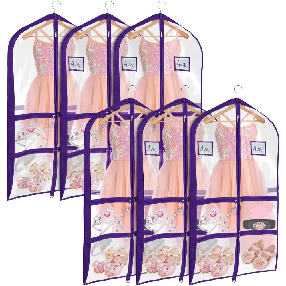 

Сумка для танцевального костюма из прозрачного фиолетового ПВХ Univivi, 40 дюймов, с 4 средними прозрачными карманами на молнии для танцевальных соревнований