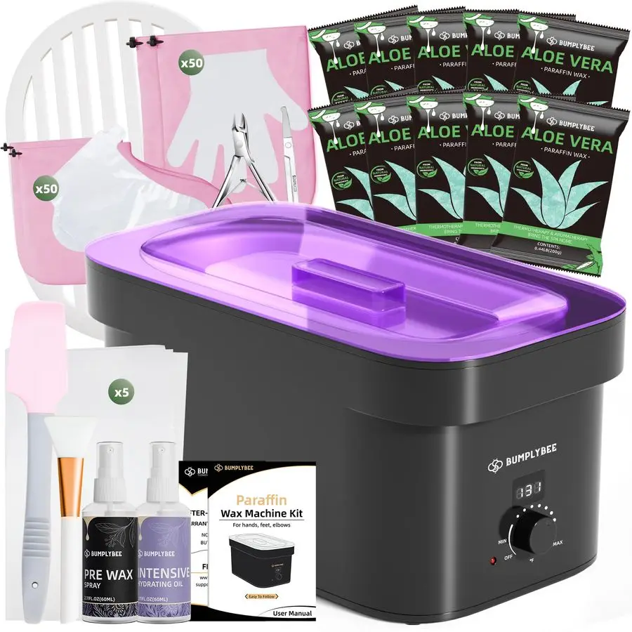 

Paraffin Wax Machine for Hand and FeetBlack Hand Wax Paraffin Machine for Hands with 10pcs Aloe Vera Paraffin Bath RefillsFoot C