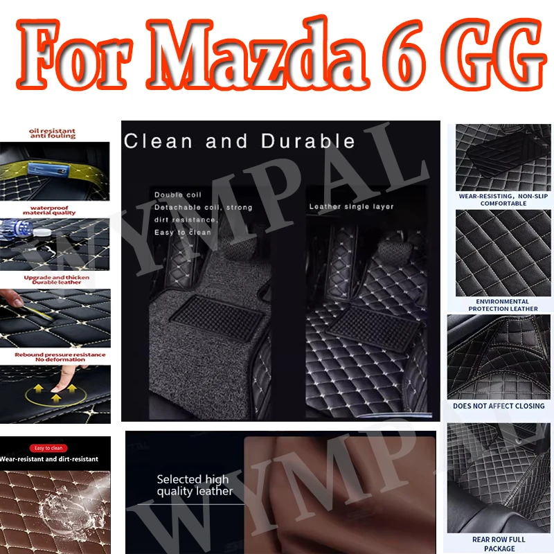 

Luxury Custom Automotive Car Floor Mats For Mazda 6 GG 2003 2004 2005 2006 2007 Auto Leather Men Car Mats Full Cover Pads