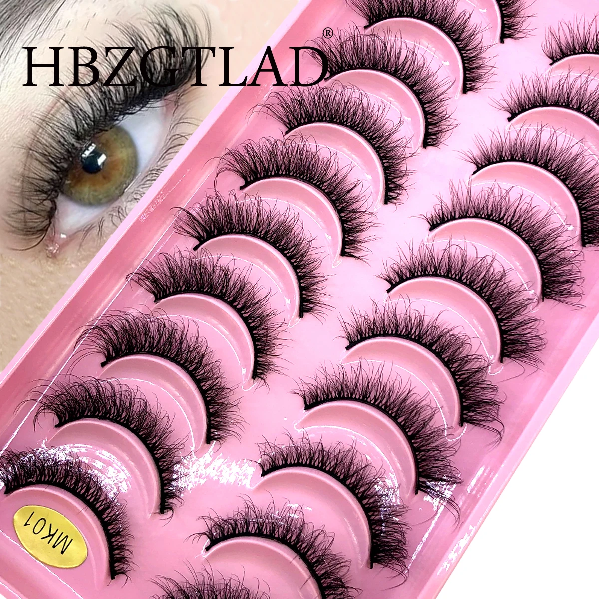 HBZGTLAD new 10 pairs of false eyelashes 3D mink fur extended eyelashes mink fur beautiful eyelashes soft and natural messy eyel