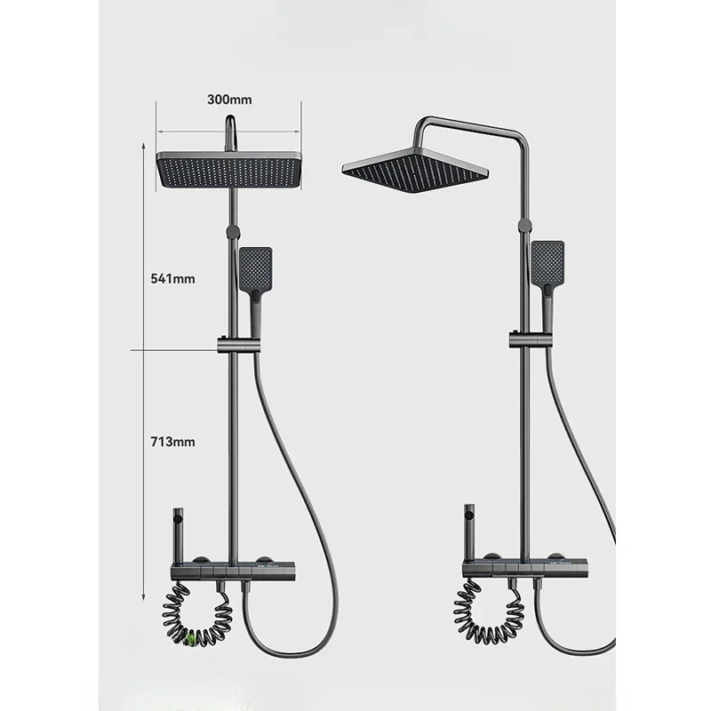 Bathroom Shower Full Sets Piano Keys Shower System Intelligent LED Temperature Display Hot Cold Shower Faucet Modern Bath Set