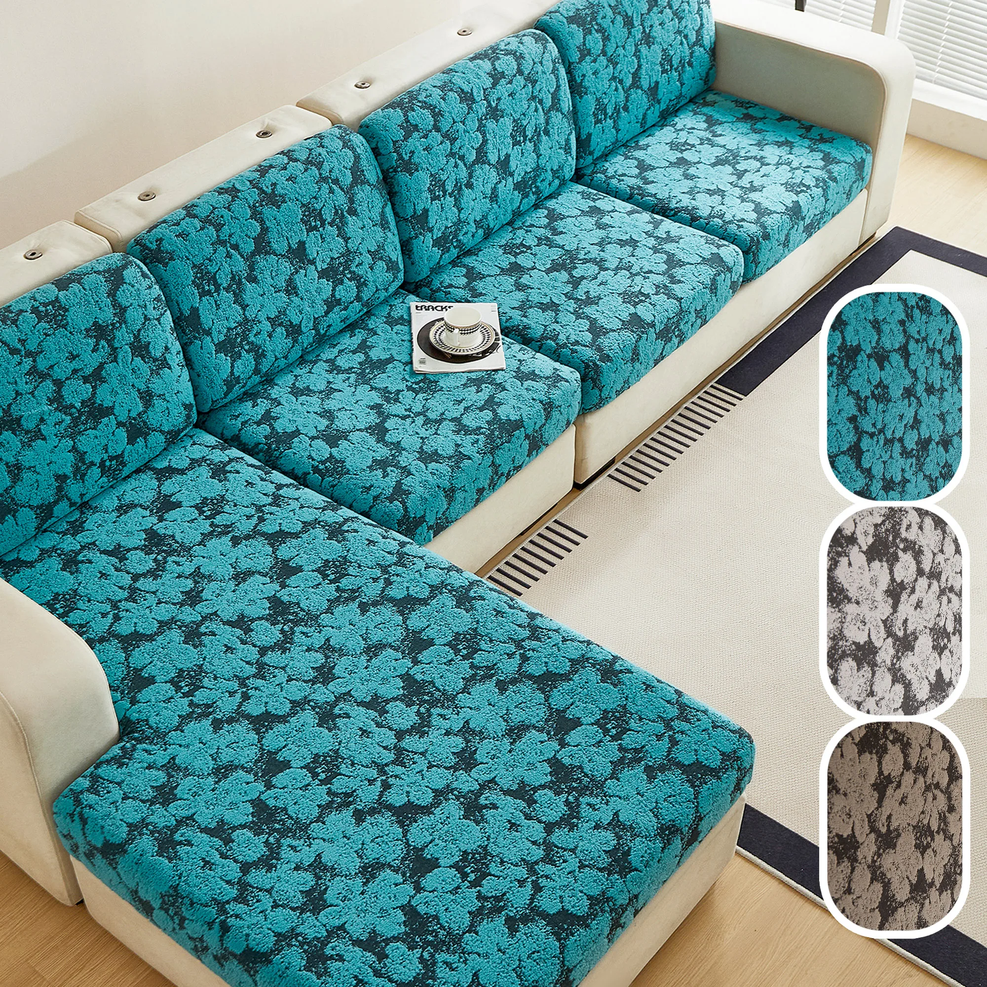 

1pc Flower Pattern Stretch Sofa Cushion Cover Soft Jacquard Fabric Washable Sofa Slipcover for Living Room Couch Cushion Covers