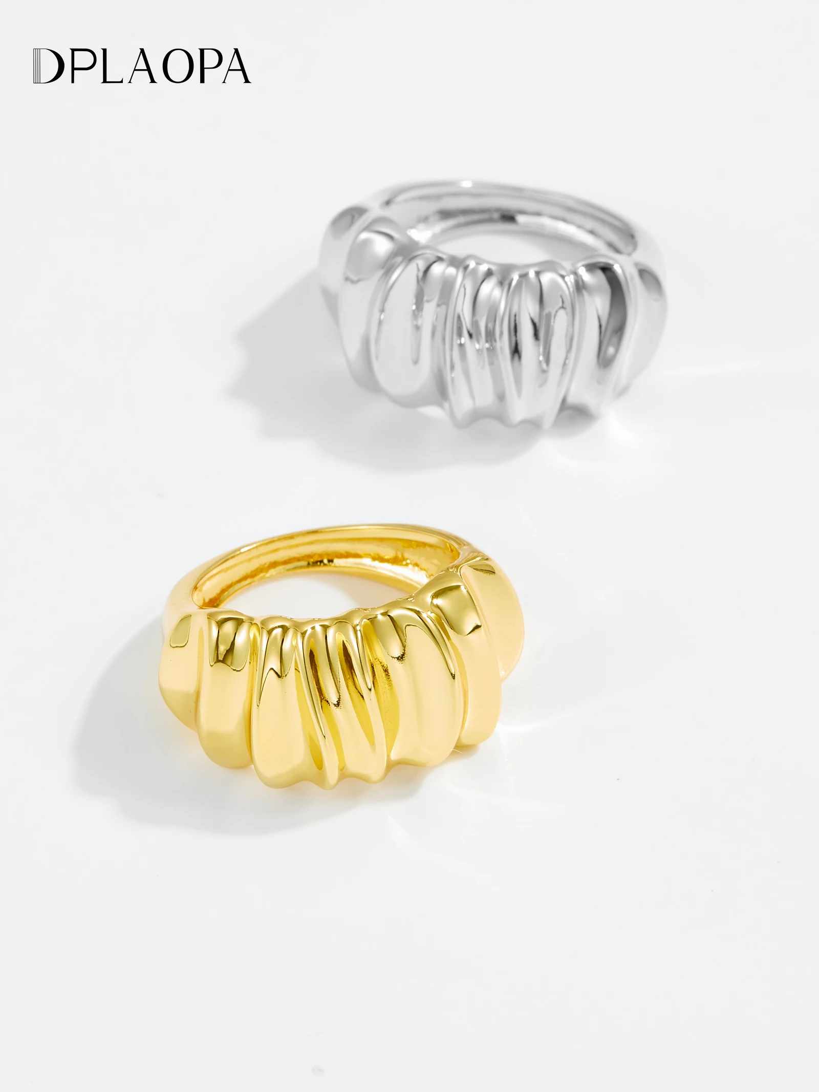 

DPLAOPA 925 Sterling Silver Gold Wave Plain Women Ring 2025 New Fashion Luxury Fine Jewelry Daily Party Casual Gift