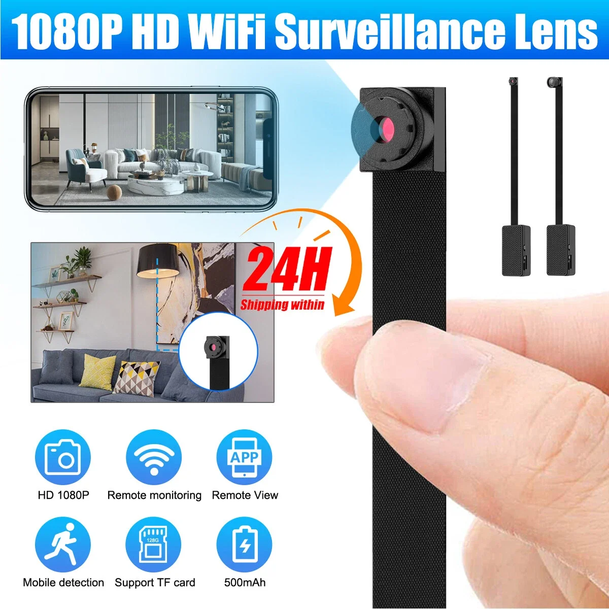 Small Wifi Camera 1080P w/Micro Camcorder Motion Sensor Home Security Cam