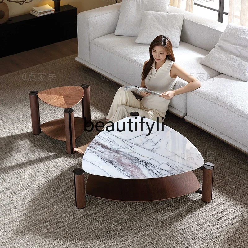 

YH03 Simple, creative marble coffee table living room home light luxury triangle solid wood coffee table combination