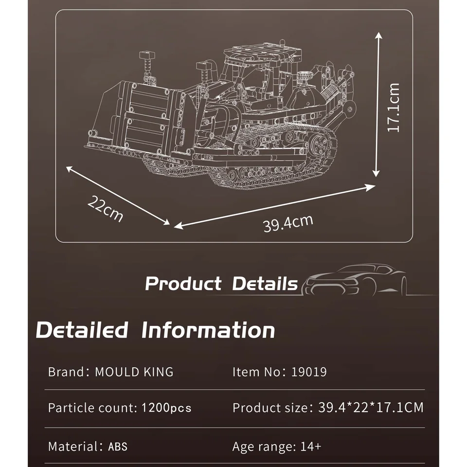 ชุดตัวต่อรถดันดินลม 1200 ชิ้น สำหรับผู้ใหญ่และเด็ก ของเล่น Mould King ของขวัญคริสต์มาสสำหรับเด็ก