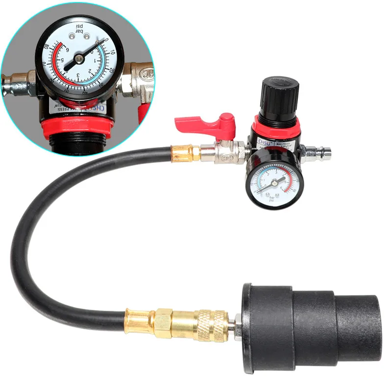 Turbo System Leakage Tester Turbocharger Air Pressure Guage Cooling System Radiators Hose Leaks Test with Regulator Manual Valve