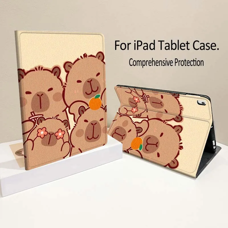 Cartoon Cute Capybara Soft For iPad Pro Air mini 7 6 5 4 11th 10th 7th 6th 5th Inch Tablet Case