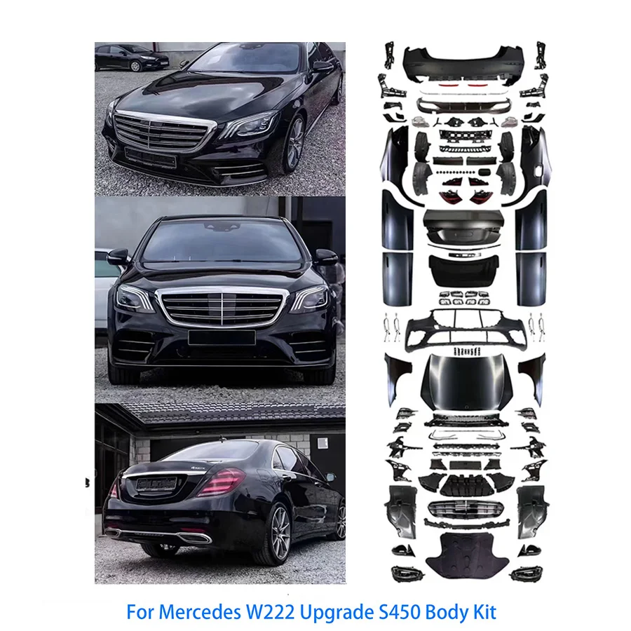JT For  S450 W222 Full Body Kit 2014-2024 S Class W223 Upgrade Includes Exhaust Bumper Cut-Outs