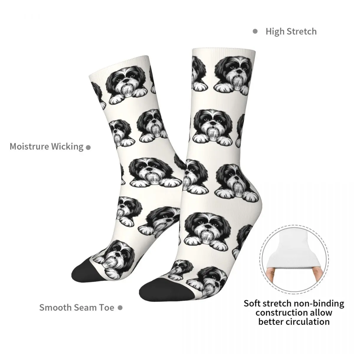 The Shih Tzu Socks Harajuku High Quality Stockings All Season Long Socks Accessories for Unisex Christmas Gifts