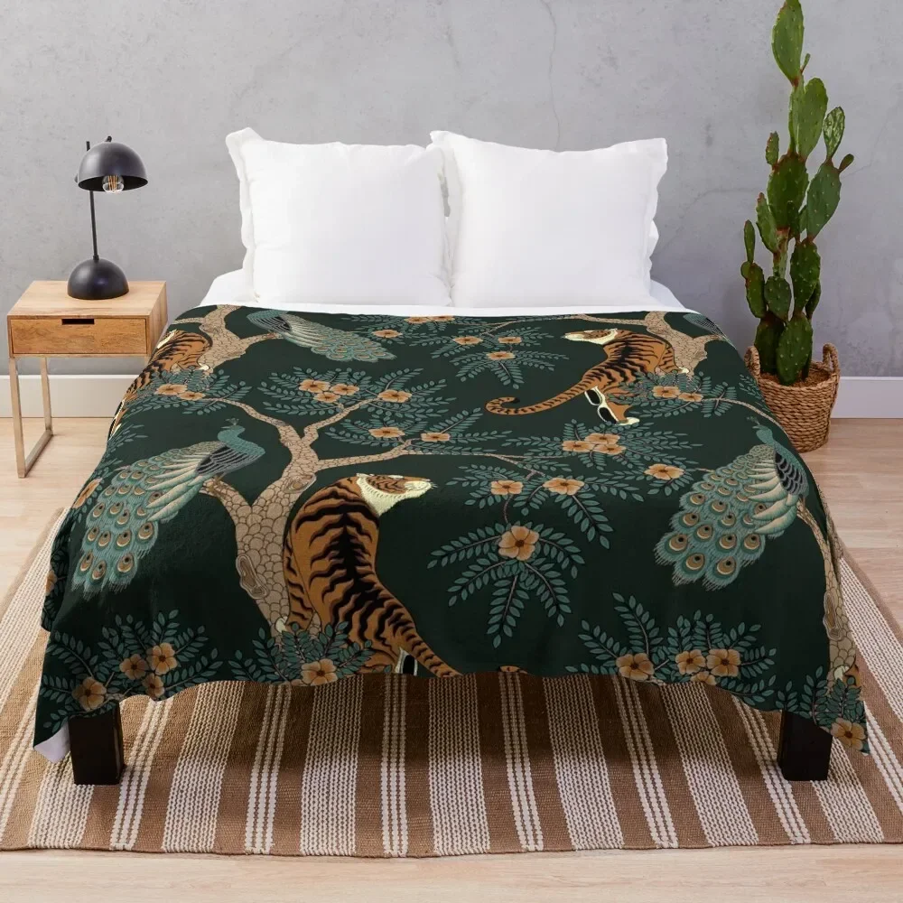 

Vintage tiger and peacock in the jungle Throw Blanket Sofa Quilt Shaggy for babies Blankets