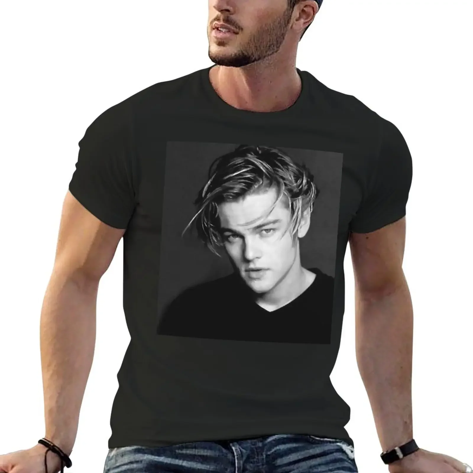 leonardo dicaprio T-Shirt heavyweights customs Short sleeve tee men t shirts high quality