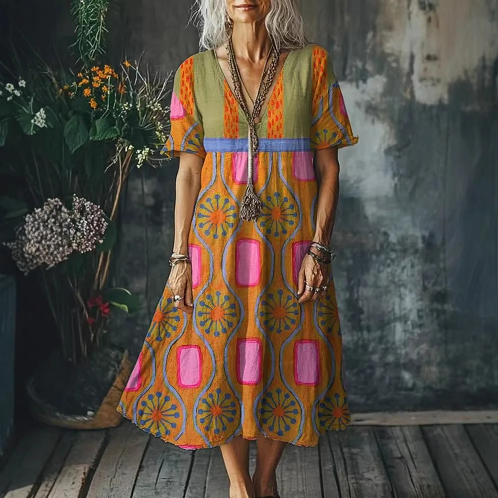 Elegante frauen Kurzarm Kleider Sommer Mode Lose Lange Kleid Für Frauen Vestidos De Playa Lange Jurken