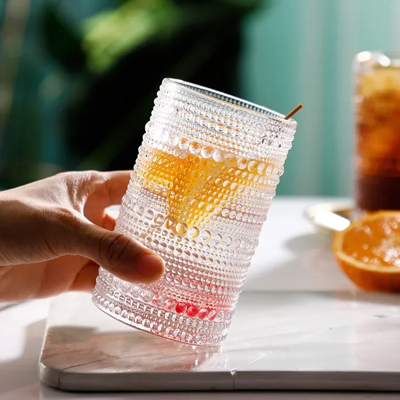 

Glass Cups Glasses for Drinks Beaded Drinking Glasses Vintage Glassware Set Cocktail Glass Polka Dot Juice Mug