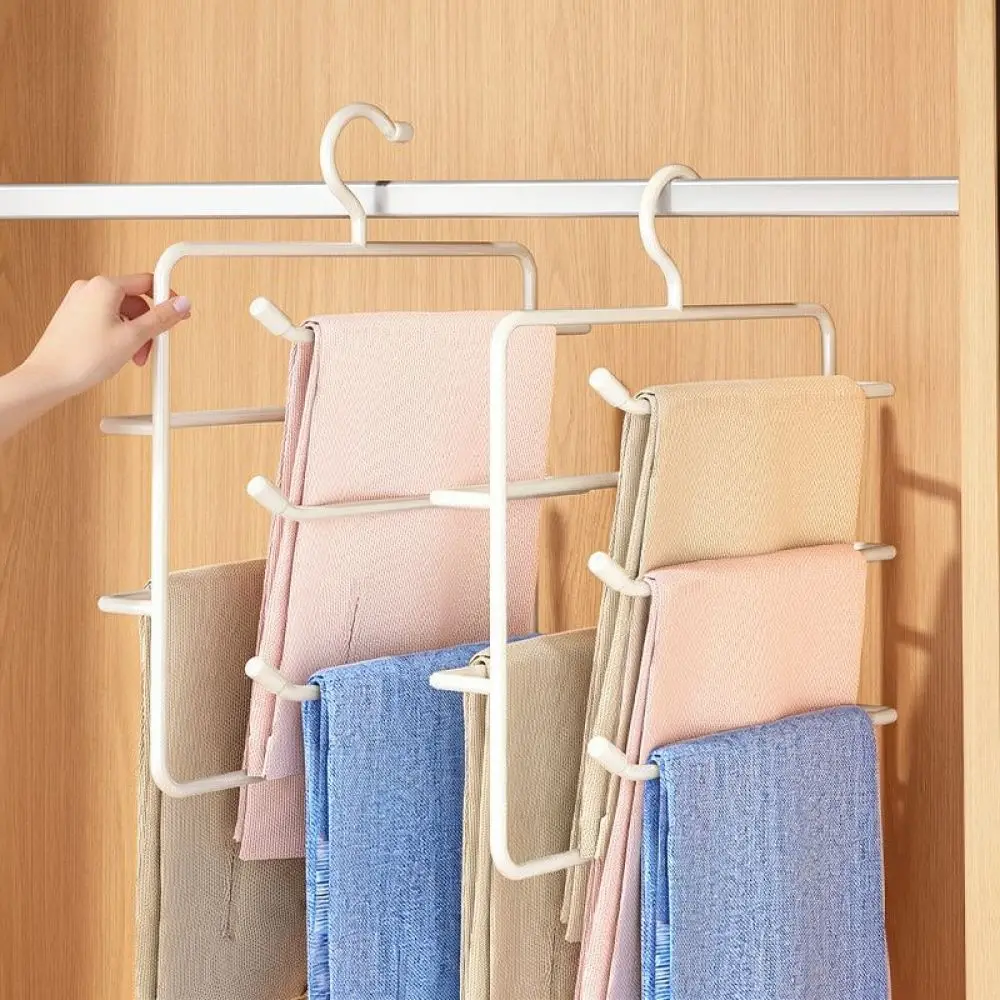 Adjustable Pants Hanger Closet Organizer Folding Rack Carbon Steel Non Slip Storage Holder For Wardrobe Clothing Accessory