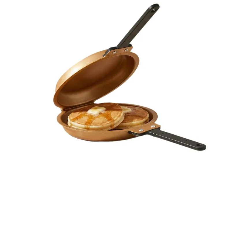 double sided foldable non stick frying pan low oil smoke household breakfast steak egg cake cooking skillet