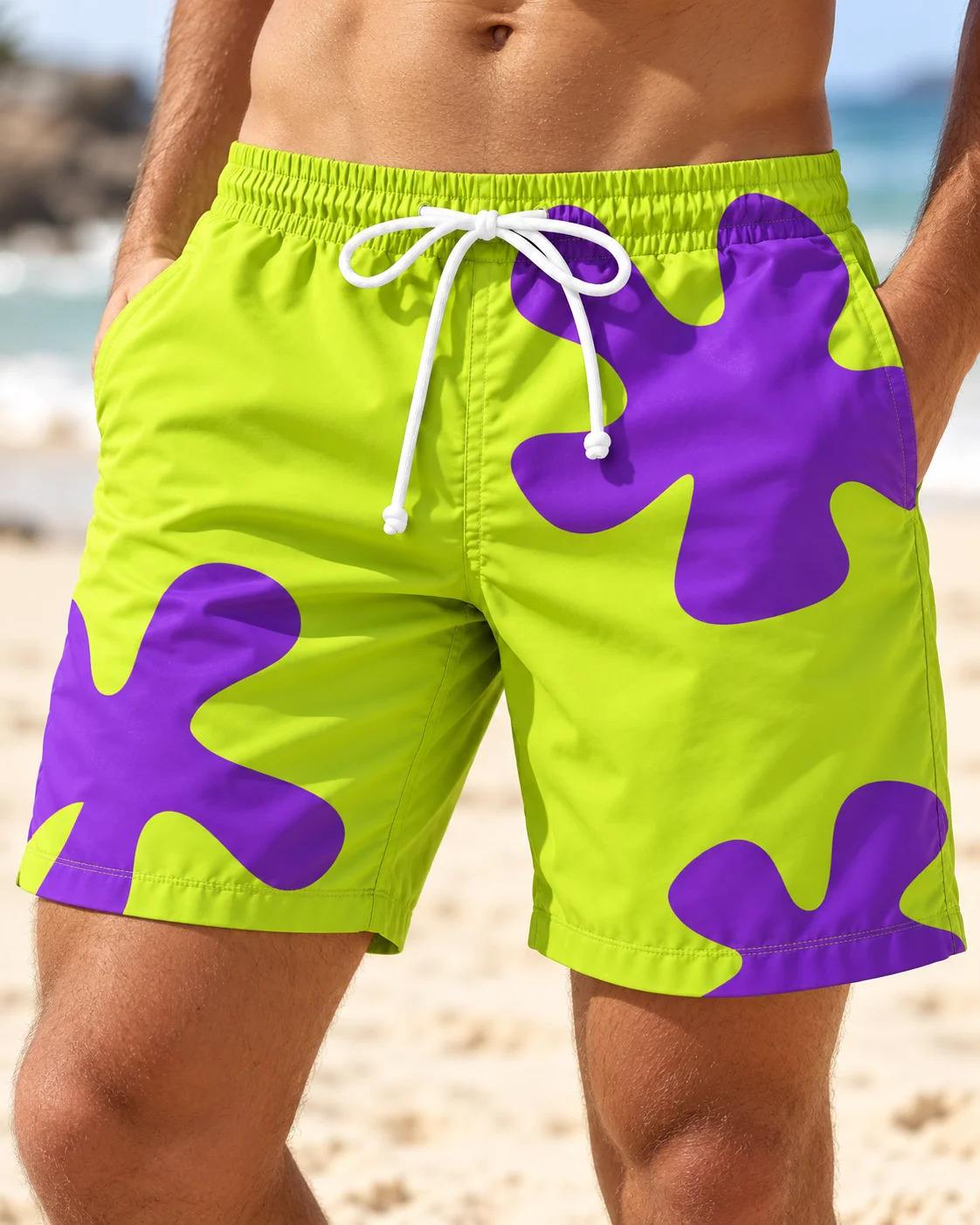 Summer New Arrival Shorts, 3D Patrick Star Print Board Shorts, Unisex Quick-Dry Swimming Trunks, Hip Hop Style Beach Shorts
