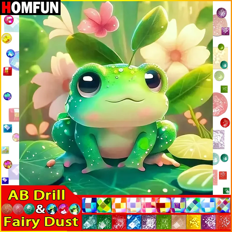 

HOMFUN сказочная пыль AB полная алмазная живопись «животное лягушка» картина для рукоделия 5D алмазная вышивка Декор