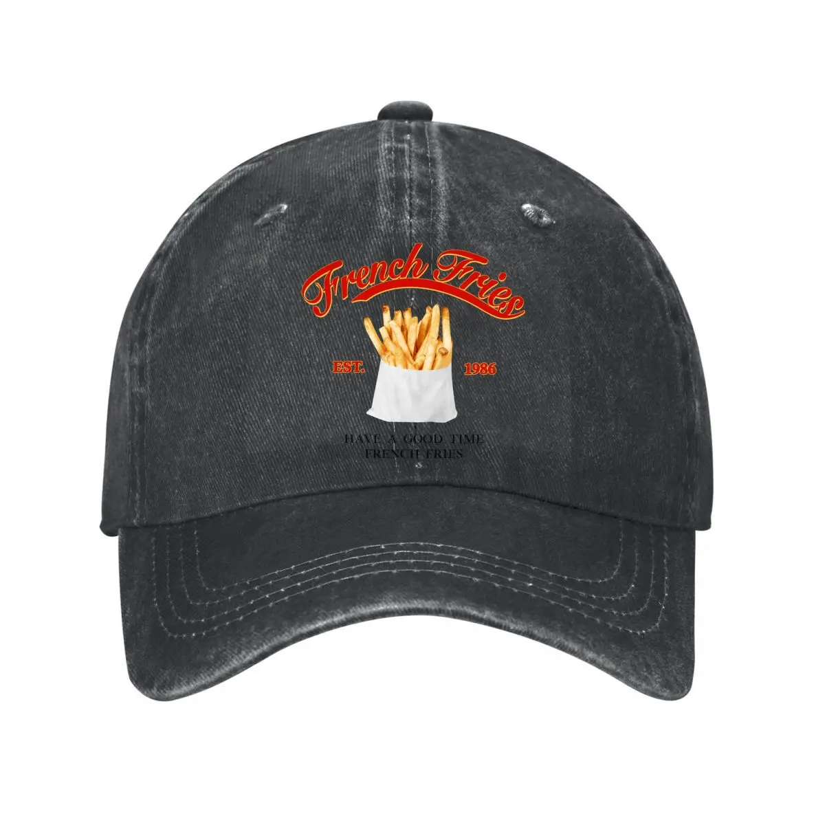 French Fries Have A Good Time Est 1986 New Vintage Washed Cotton Baseball Cap Sun Hats