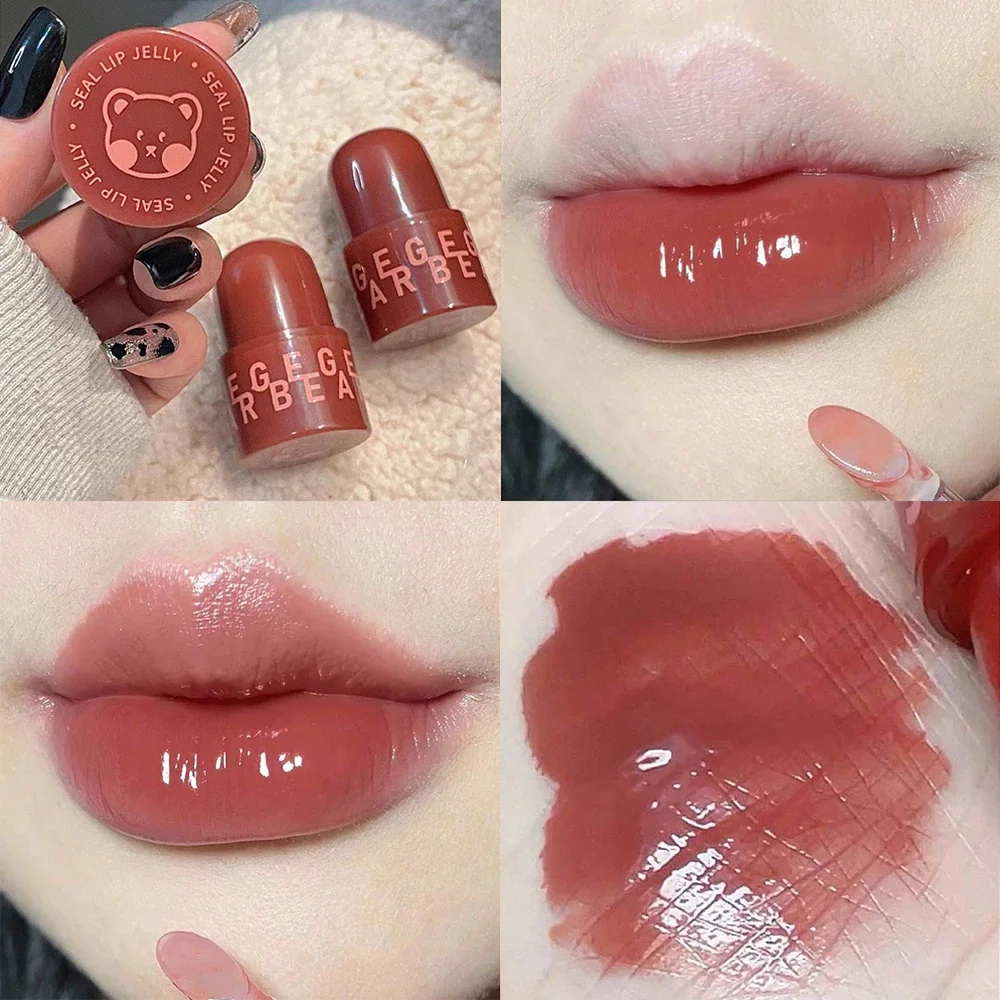 Barras de labios hidratantes con espejo para mujer, jalea blanqueadora, miel dulce, duradera, sin decoloración, sellado, esmalte de labios, maquillaje, cosméticos Coreanos