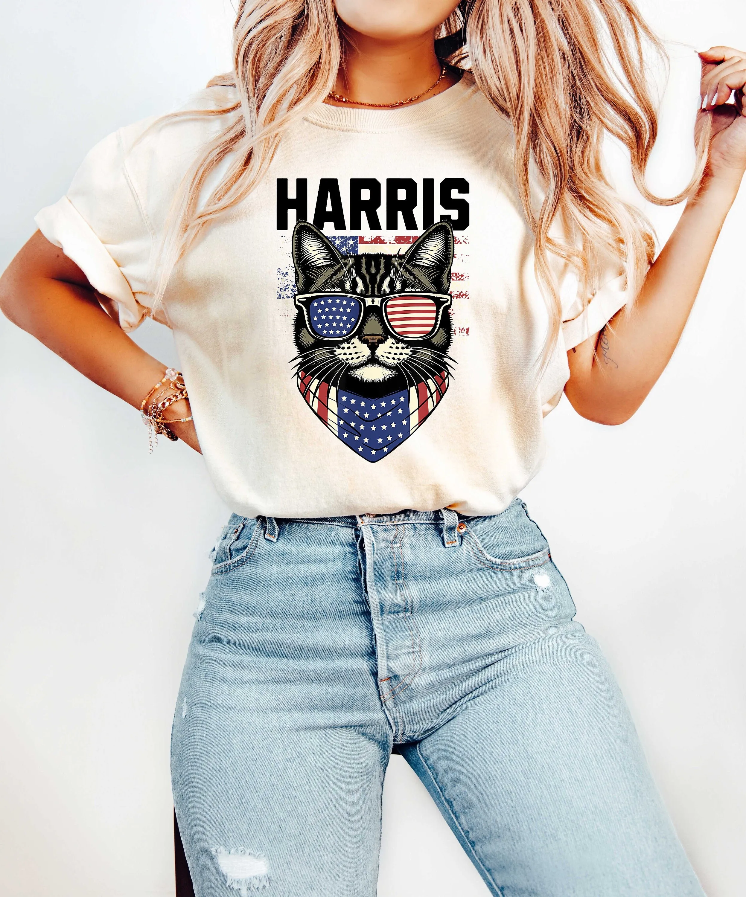 Childless Cat Lady For Kamala shirt T Harris Democrats Election 2024 Ladies