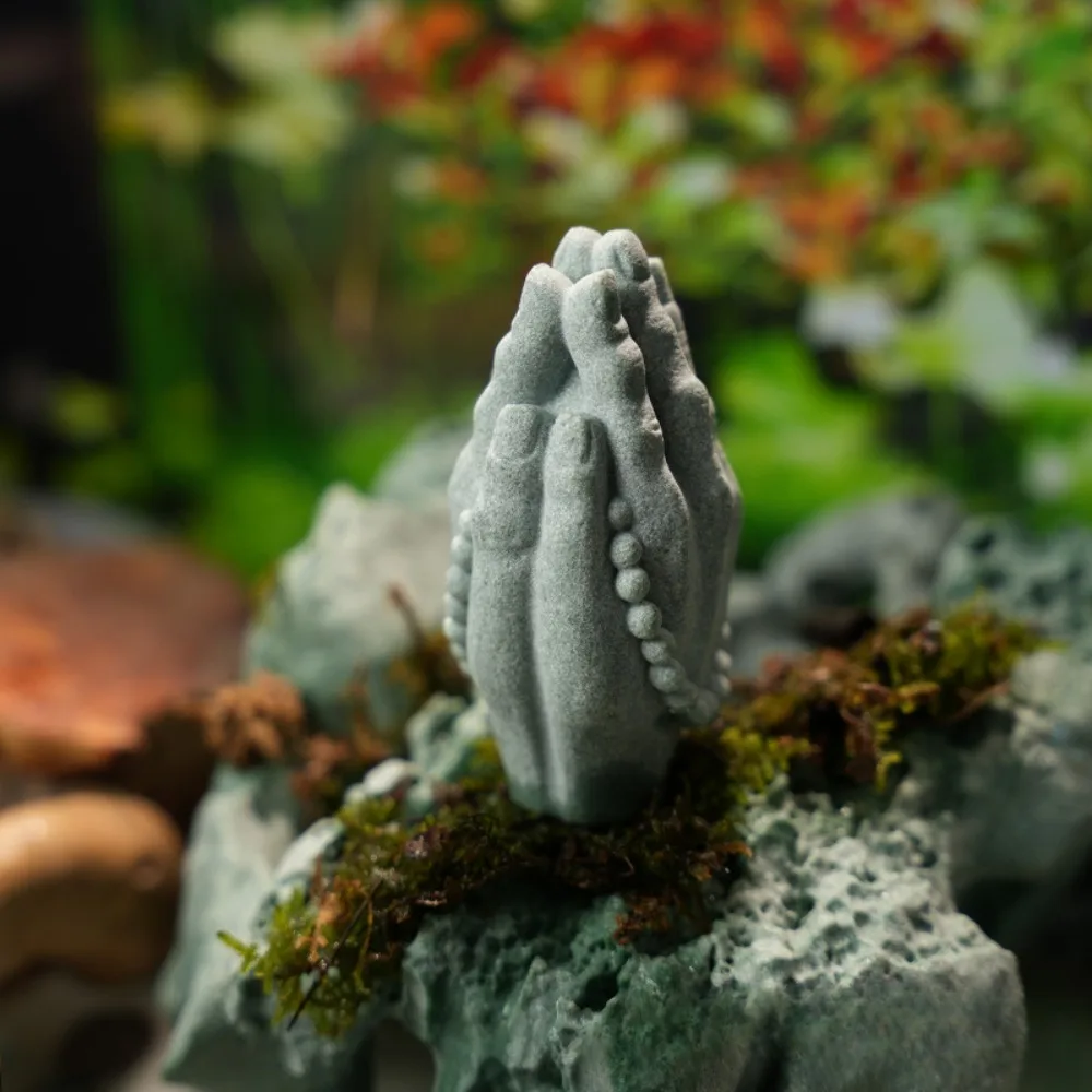 Zen Buddhismus chinesische Feng Shui Buddha Hand Figur Statue nach Hause Fisch Aquarium Desktop Garten Bonsai Mikro Landschaft Dekor