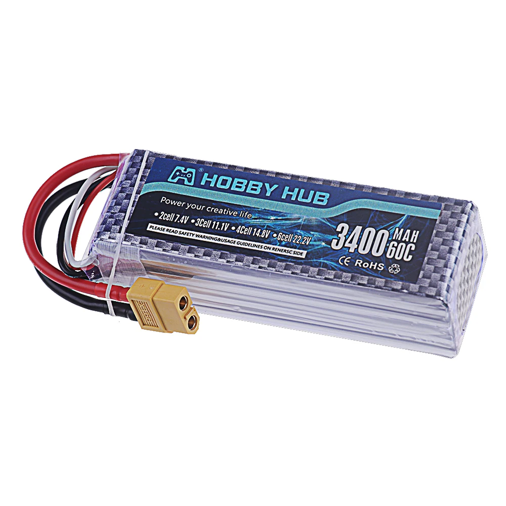 3S Lipo Battery 11.1V 3400mAh 60C with XT60 T Deans Connector For Truck Car Helicopter Drone Ship Boat RC Toys 11.1v Battery