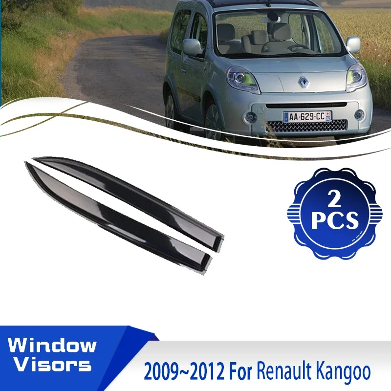 For Renault Kangoo Be Bop SWB 2009~2012 Compact 5seat Car Window Sun Visor Deflector Shelter Weathershields Set Auto Accessories