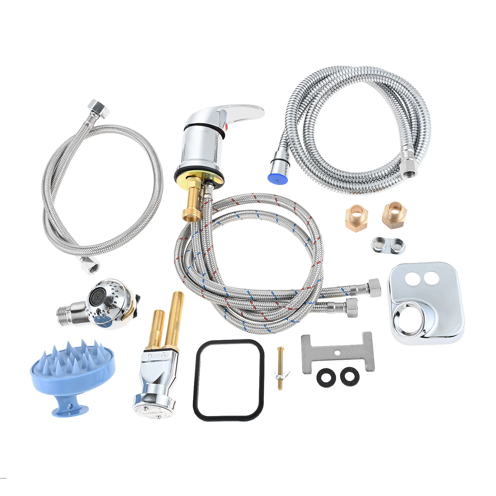 1 Set Shampoo Bowl Faucet Vacuum Breaker Kit with Hair Shampoo Brush, Shampoo Bowl Hose and Sprayer Replacement Part