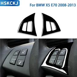 For BMW X5 E70 2008 2009 2010 2011 2012 2013 Accessories Car Black Plastic Steering Wheel Button Trim Sticker Decoration