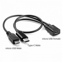 Charging Cable Micro USB Female to USB-C Type C USB 3.1 Micro USB Male Splitter Extension Charge Cable