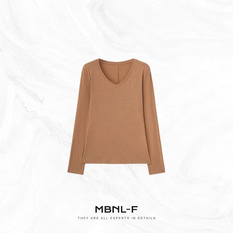 

MBNLF Dopane Loose mat Versatile V-ne Long Sve T-irt Casual Comfortable Women's Faion Summer 2025