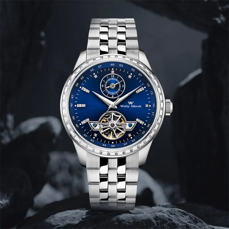 WM Watch Waterproof Skeleton Mechanical Watch with Sapphire Crystal and Stainless Steel Case, Welly Merck 134M