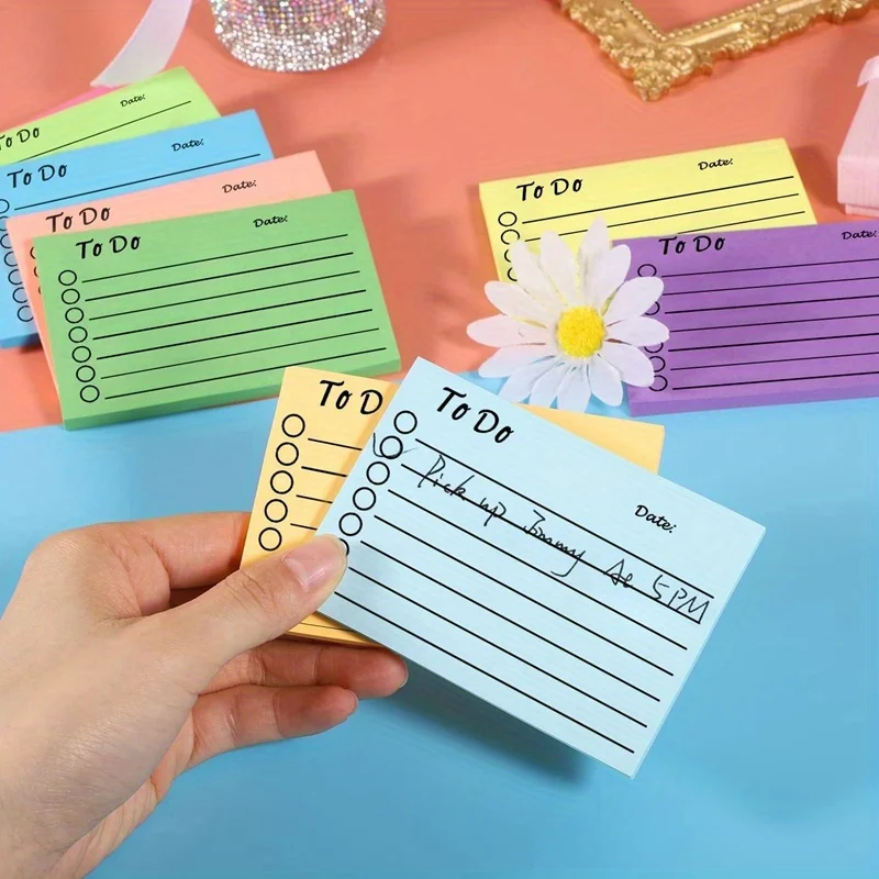 3/5pack(1pack=50 sheets) Sticky Notes-Multi-Color with Date Markers, Self-Adhesive Memo Pads for Efficient Planning, To-Do Lists