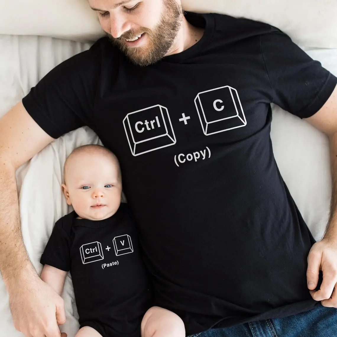 CTRL + C CTRL + V Family T-Shirt Father and Son Daughter Tshirts Matching Oufits Dad Baby Family Look Summer T Shirt Tops Tee