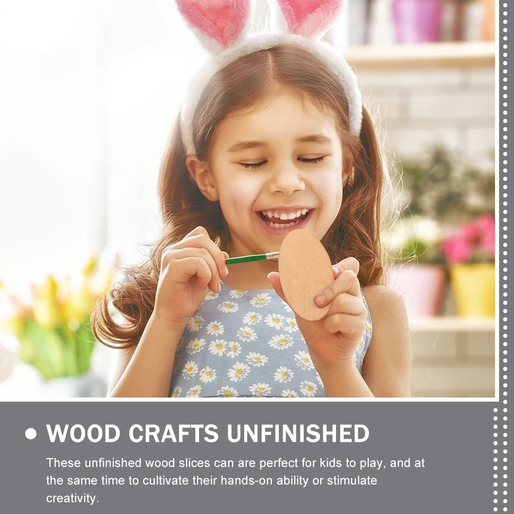 

50pcs Oval Wood Slices Unfinished Blank Craft Pieces For Diy Kids Art Projects Wooden Cutouts Craft Supplies Handicraft Material