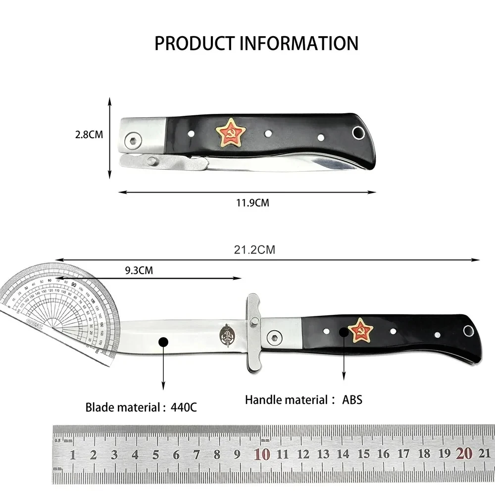 Russian Finka NKVD Folding Pocket Knife 440C Steel Blade ABS Handle Tactical Outdoor Survival Everyday Carry Knife Camping Tool