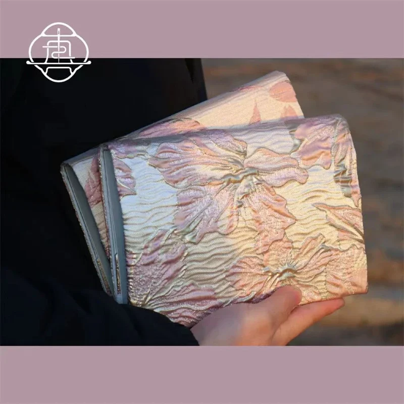【Golden Feather and Lily】Original Handmade Notebook Covers Protector Book Sleeve Crafted Fabric Products Diary Cover,in Stock