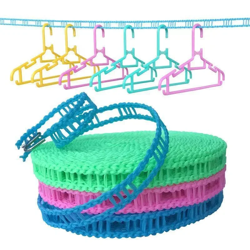 Fence-Type Windproof Anti-Skid Clothesline, Portable Quilt Laundry Drying Rope for Household, Outdoor and Travel