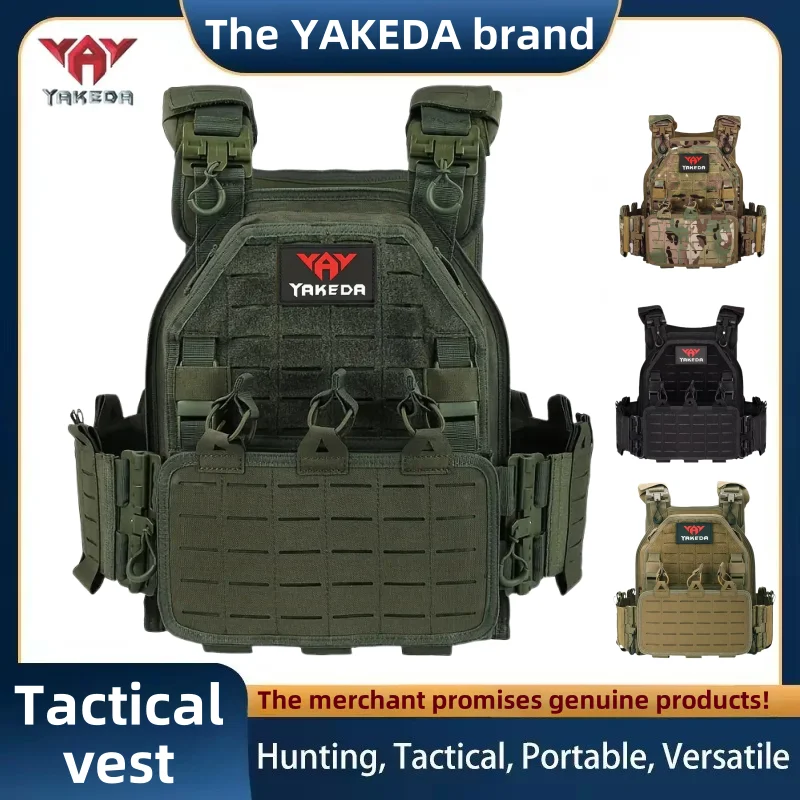 YAKEDA Tactical Vest 6094 Fast Detachable Light Laser Cut Outdoor Hunting Black Gear Carry Vest of High Quality 1000D Nylon