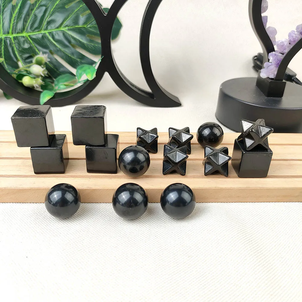 1Pc Black Russia Shungite Cube Melkaba Ball Sphere Natural Crystal Schungite Reiki Stone For Cleansing Meditation Yoga Fengshui