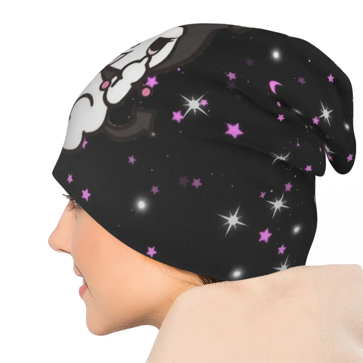 Style japonais Kuromi Skullies bonnets chapeaux Anime décontracté hommes femmes casquettes d'extérieur chaud tête enveloppement Bonnet chapeau