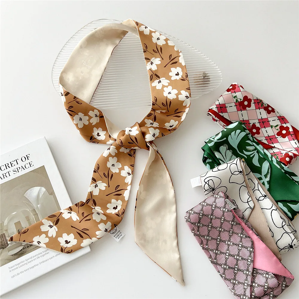 Women Spring Autumn Summer Fashion Long Ribbon Small Scarf Headband Versatile Hair Tie HairBand Decoration Professional Scarves