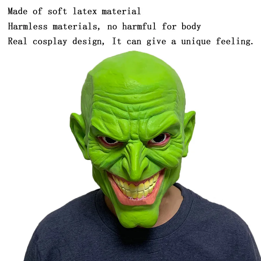 Cosplay Movie Character Jim Carrey Green Superhero Funny Halloween Mask Full Face Head Cover Party Fancy Dress Costume Props