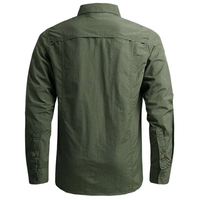 Hot Tactical Hiking Shirts Men Long Sleeve Cargo Work Shirt Summer Outdoor Quick-dry Military Camping Hunting Fishing Work Shirt