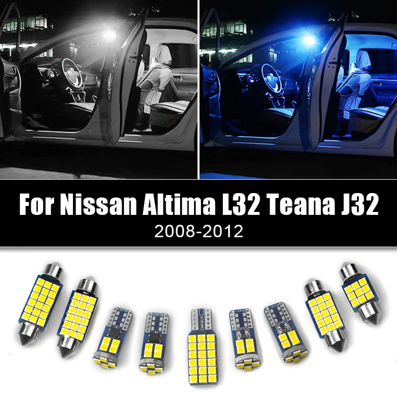 

For Nissan Altima L32 Teana J32 2008 2009 2010 2011 2012 5pcs 12v LED Bulbs Car Interior Reading Lamp Trunk Light Accessories